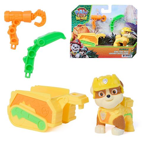 Детские фигурки Paw Patrol The Dino Movie Rubble Dino Tool Pack Action Figure with Attachable Rescue Trailer