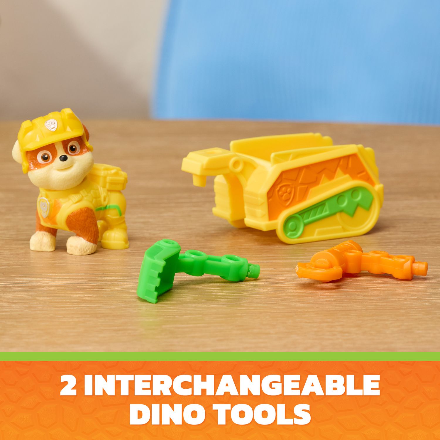 Детские фигурки Paw Patrol The Dino Movie Rubble Dino Tool Pack with Attachable Rescue Trailer — фото 3