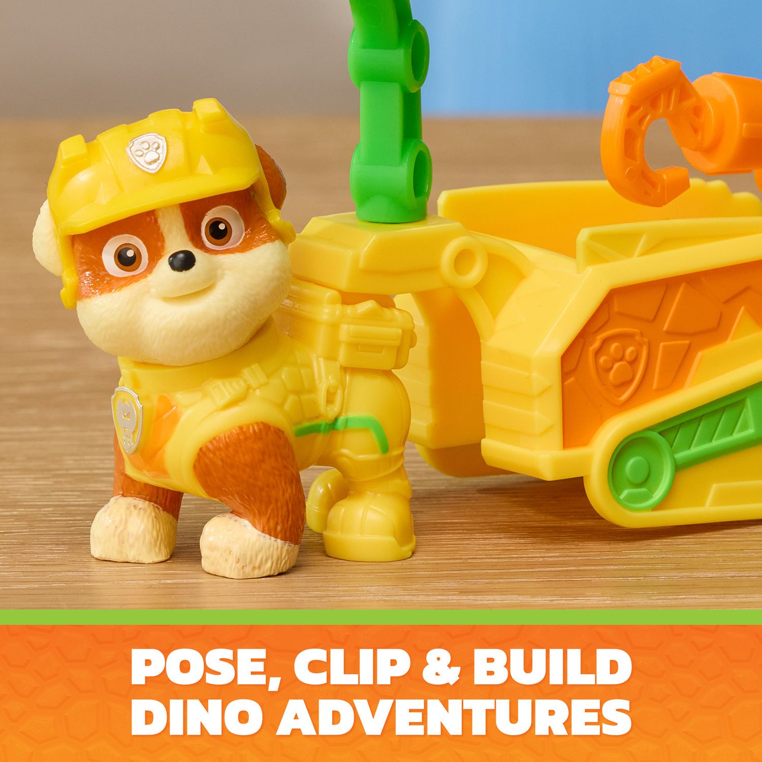Детские фигурки Paw Patrol The Dino Movie Rubble Dino Tool Pack with Attachable Rescue Trailer — фото 4