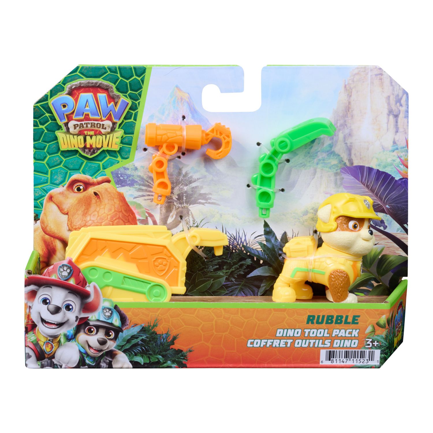 Детские фигурки Paw Patrol The Dino Movie Rubble Dino Tool Pack with Attachable Rescue Trailer — фото 8