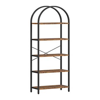 Arched Bookshelf, 5 tier 70.87 in Tall Metal Bookcase, Modern Standing Storage Rack Shelf