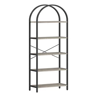 Arched Bookshelf, 5 tier 70.87 in Tall Metal Bookcase, Modern Standing Storage Rack Shelf