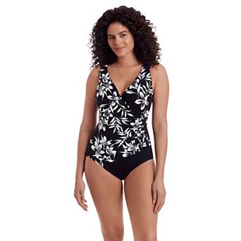 Women's Great Lengths Floral Affair Ruffle Surplice One-Piece Swimsuit