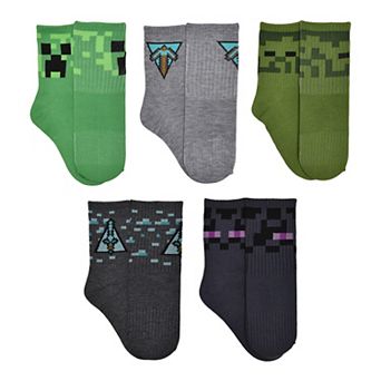 Boys 4-20 Minecraft 5-Pack Survive Print Crew Socks
