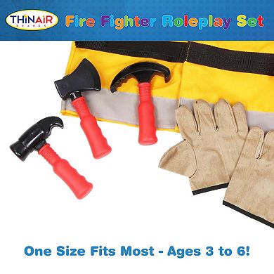 Thin Air Brands 10-Piece Firefighter Roleplay Costume with Tools & Accessories Toy Set