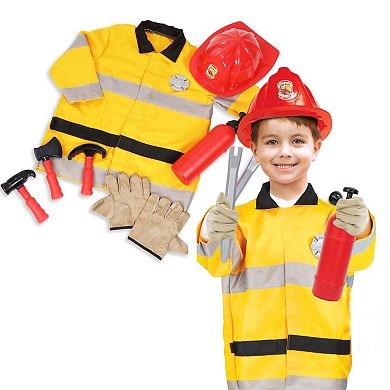 Thin Air Brands 10-Piece Firefighter Roleplay Costume with Tools & Accessories Toy Set