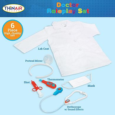 Thin Air Brands 6-Piece Doctor Roleplay Costume with Accessories Toy Set