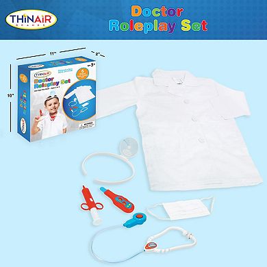 Thin Air Brands 6-Piece Doctor Roleplay Costume with Accessories Toy Set