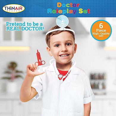 Thin Air Brands 6-Piece Doctor Roleplay Costume with Accessories Toy Set
