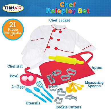 Thin Air Brands 21-Piece Chef Roleplay Costume with Accessories Toy Set
