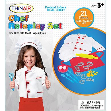 Thin Air Brands 21-Piece Chef Roleplay Costume with Accessories Toy Set
