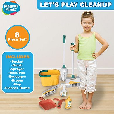 Playful Minds Let's Play Cleanup 8-Piece Household Cleaning Accessory Toy Set