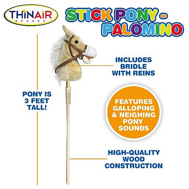Thin Air Brands Realistic Sounds Stick Pony Palomino Rideable Plush Toy