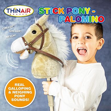 Thin Air Brands Realistic Sounds Stick Pony Palomino Rideable Plush Toy