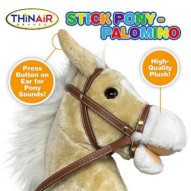 Thin Air Brands Realistic Sounds Stick Pony Palomino Rideable Plush Toy