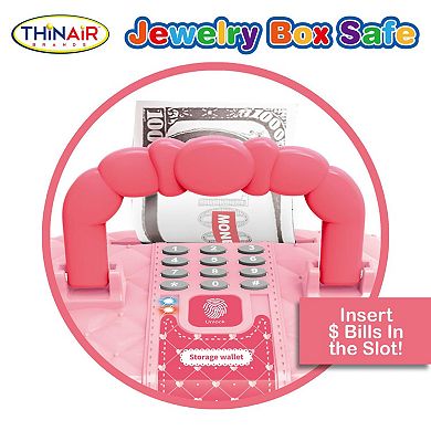 Thin Air Brands Jewelry Box Safe with Light & Sound Portable Treasure Keeper Toy Set