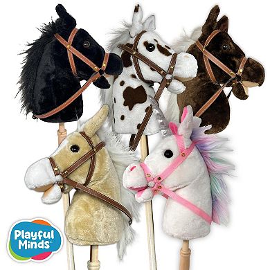 Thin Air Brands Realistic Sounds Stick Pony Pinto Interactive Ride-On Plush Toy
