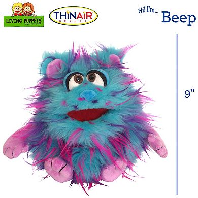 Thin Air Brands Living Puppets 9-Inch Plush Hand Puppet Beep The Blue Friendly Monster