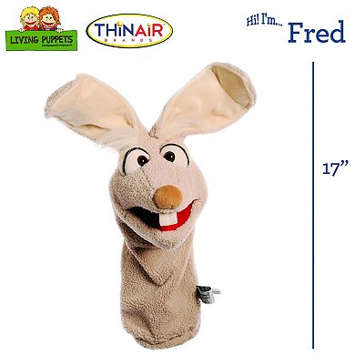 Thin Air Brands Living Puppets Fred The Rabbit 17-Inch Plush Hand Puppet With Moving Mouth