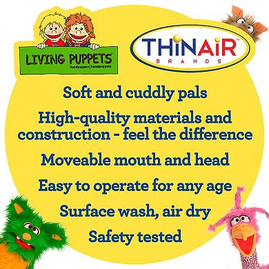 Thin Air Brands Living Puppets Fred The Rabbit 17-Inch Plush Hand Puppet With Moving Mouth