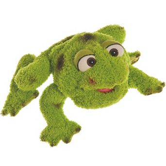 Thin Air Brands Living Puppets 10-Inch Plush Hand Puppet Dennis The Green Frog Moving Mouth Soft Companion
