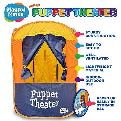 Thin Air Brands Playful Minds Pop-Up Puppet Theater 41-Inch Portable Toy Play Tent
