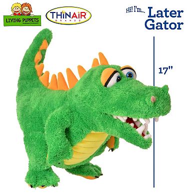 Thin Air Brands Living Puppets Later Gator 17-Inch Plush Hand Puppet With Moving Mouth