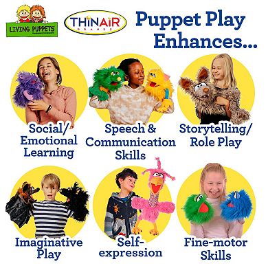 Thin Air Brands Living Puppets Dusty The Friendly Monster 14-Inch Plush Hand Puppet