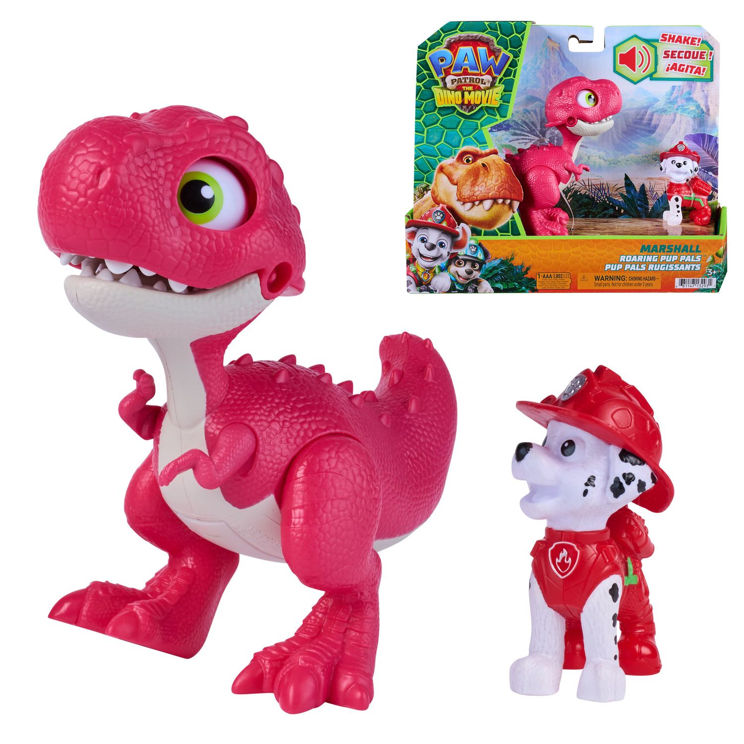 Детские фигурки Paw Patrol The Dino Movie Marshall Roaring Pup Pals 4-inch Interactive Dinosaur & Action Figure Toy
