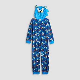 Boys 4-10 Sonic Hooded Blanket One-Piece Pajamas