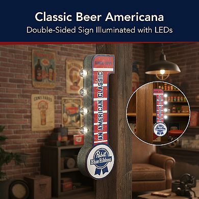 American Art Décor Pabst Blue Ribbon LED Metal Sign Wall Decor
