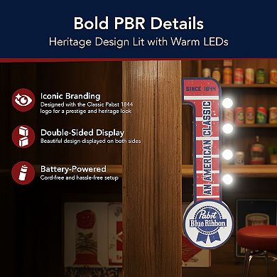 American Art Décor Pabst Blue Ribbon LED Metal Sign Wall Decor