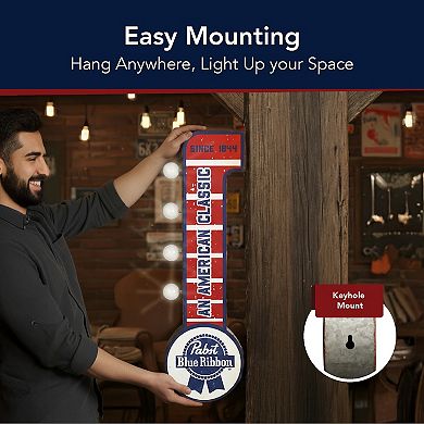 American Art Décor Pabst Blue Ribbon LED Metal Sign Wall Decor