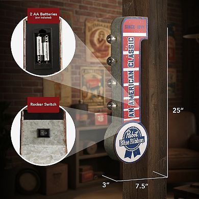 American Art Décor Pabst Blue Ribbon LED Metal Sign Wall Decor