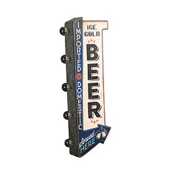 American Art Décor Vintage Ice Cold Beer LED Metal Wall Sign