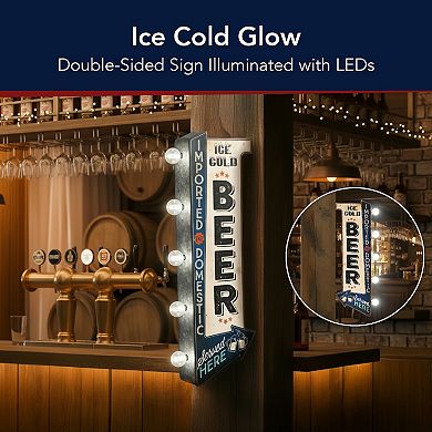 American Art Décor Vintage Ice Cold Beer LED Metal Wall Sign