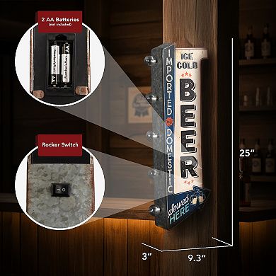 American Art Décor Vintage Ice Cold Beer LED Metal Wall Sign