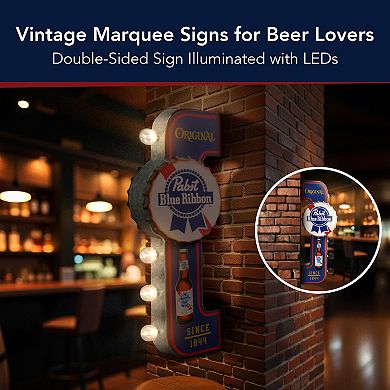 American Art Décor Original Pabst Ribbon LED Metal Sign Wall Decor
