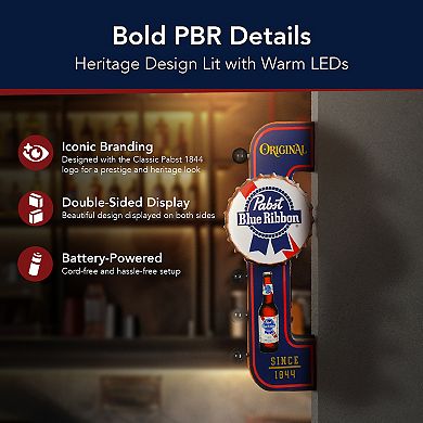 American Art Décor Original Pabst Ribbon LED Metal Sign Wall Decor
