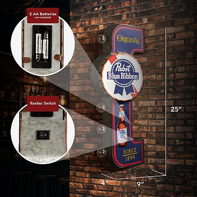 American Art Décor Original Pabst Ribbon LED Metal Sign Wall Decor