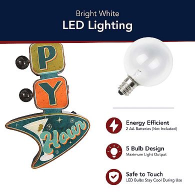 American Art Décor Retro Pin-Up Double-Sided Happy Hour LED Metal Wall Décor