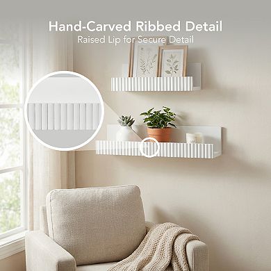 American Art Décor 2-Piece Ribbed Floating Wall Shelf Set