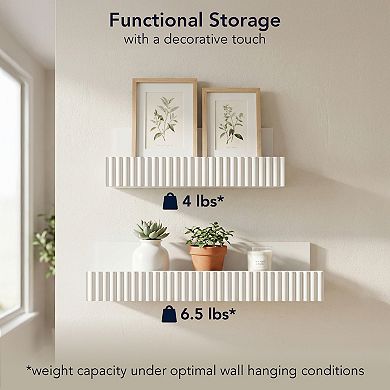American Art Décor 2-Piece Ribbed Floating Wall Shelf Set