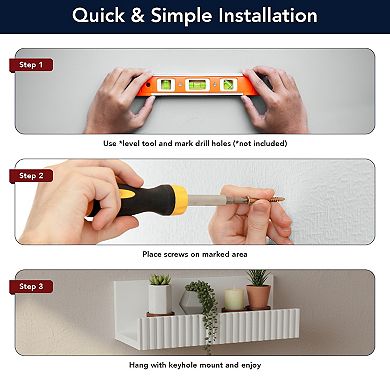 American Art Décor 2-Piece Ribbed Floating Wall Shelf Set