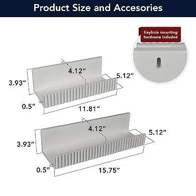 American Art Décor 2-Piece Ribbed Floating Wall Shelf Set