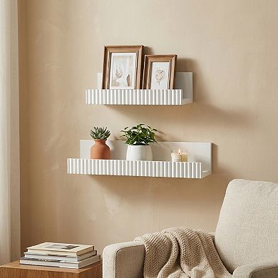 American Art Décor 2-Piece Ribbed Floating Wall Shelf Set