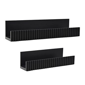 American Art Décor 2 pc Ribbed Floating Wall Shelf Set