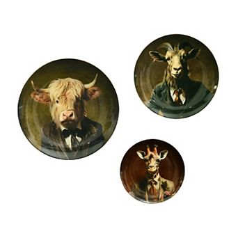 American Art Décor Farm Animal 3 pc Ceramic Wall Plate Set