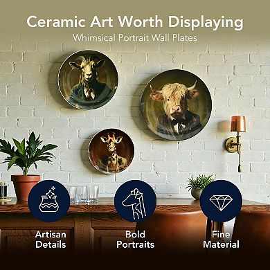 American Art Décor Farm Animal 3-Piece Ceramic Wall Plate Set