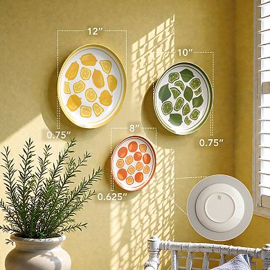 American Art Décor Citrus Artwork 3-Piece Ceramic Wall Plate Set